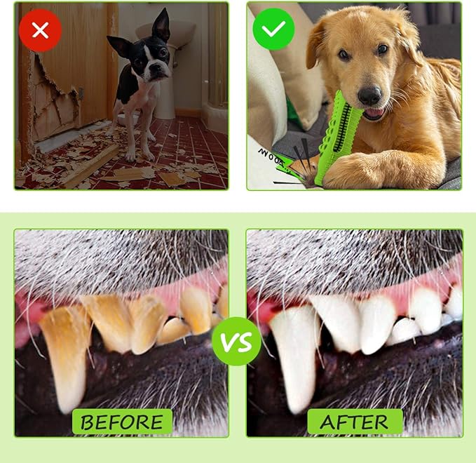 Dog Toys for Aggressive Chewers Large Medium Breed, Indestructible Dog Toothbrush Chew Toys, Squeaky Interactive Tough Extremely Durable, Dogs Toys to Keep Them Busy-PawvioPets