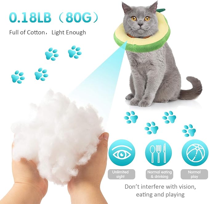 Frienda 2 Pieces Adjustable Cat Cone, Cat Recovery Collar, Kitten Cones After Surgery Pet Neck Strap Elizabethan Donut Toast Neck Cone Collar with Edge for Kitten-PawvioPets