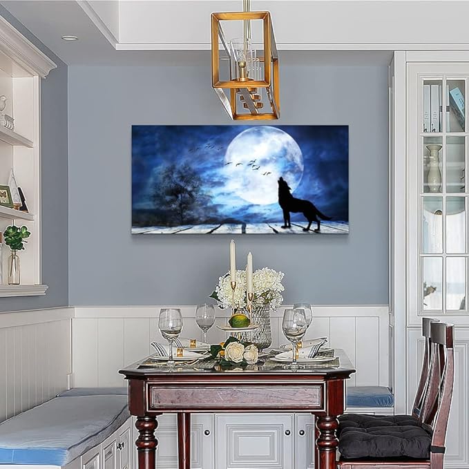 Canvas Wall Art For Bedroom Wall Decoration For Living Room Large Size Luminous Scenery Wolf Wall Decor Pictures Artwork Painting Modern Office Canvas Art Prints Room Decor Ready To For Home Decor-PawvioPets
