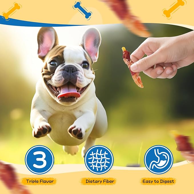 gazeupon Dog Treats，Chicken&Duck Wrapped Sweet Potato，Healthy Training Snacks for Dogs, Rawhide Free,14.1 oz-PawvioPets