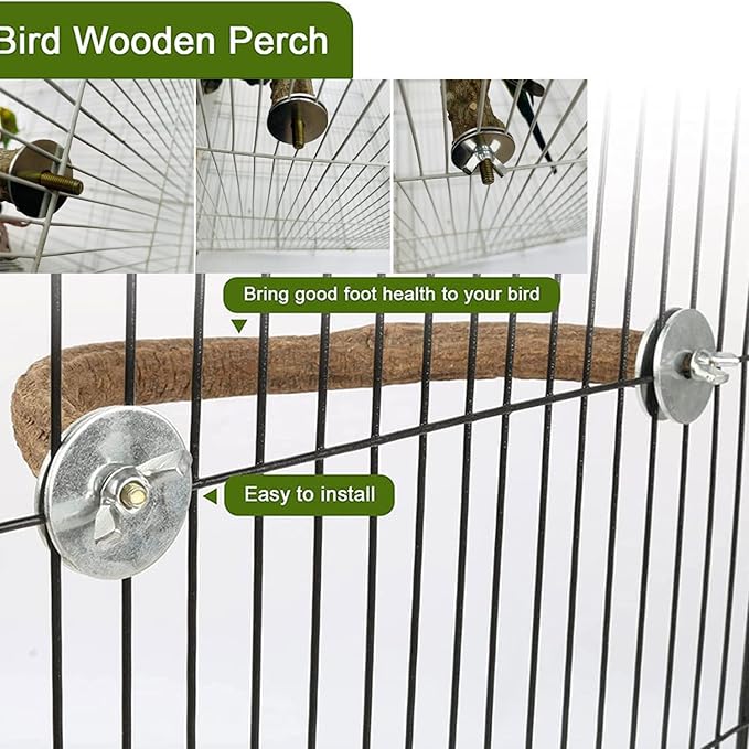 Allazone Bird Natural Wood Stand Perch Swing U Shape Natural Parrot Perch Bird Stand Pole for Parakeet, Conure, Cockatiel, Budgie, Lovebirds-PawvioPets