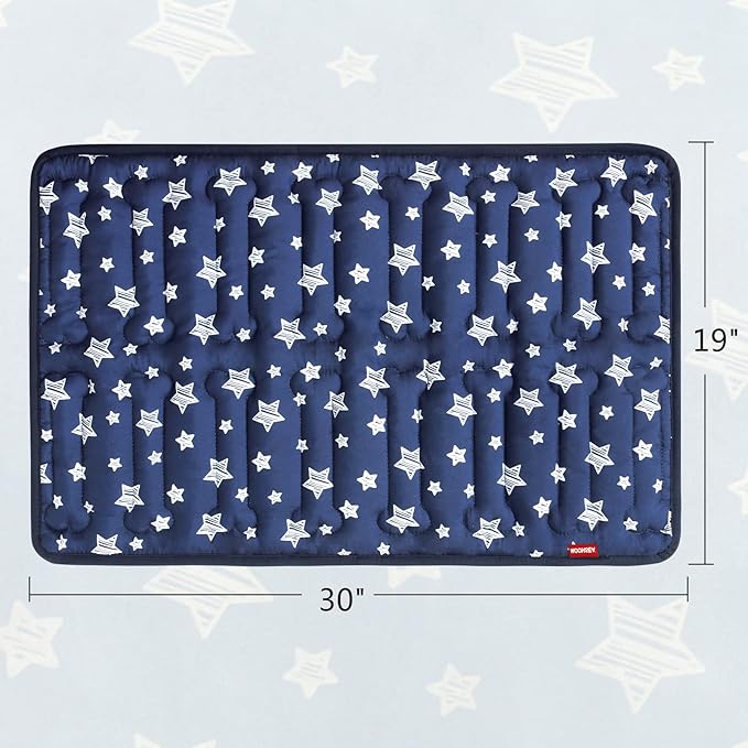 Dog Crate Mat (30" X 19"), Soft Dog Bed Mat with Cute Prints, Personalized Crate Pad, Anti-Slip Bottom, Machine Washable Kennel Pad, Navy-PawvioPets
