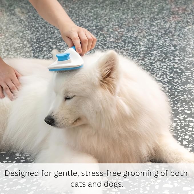 AIXINPET Cat & Dog Self Cleaning Slicker Brush - Easy to Remove Loose Fur, Harmless Deshedding Grooming Tool, Massaging Function - Suitable for Shedding & Furry Pets, like Rabbits and Ferrets-PawvioPets