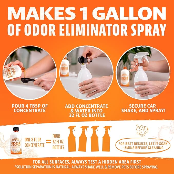 Angry Orange Pet Odor Eliminator Concentrate for Cat Urine and Smells - Fresh Scent - 8 oz (Makes 128 oz of Cleaner)-PawvioPets