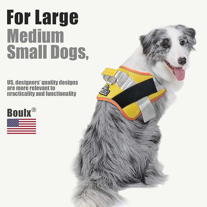 Bolux Dog Harness, No-Pull Reflective Dog Vest, Breathable Adjustable Pet Harness with Handle for Outdoor Walking - No More Pulling, Tugging or Choking (XX-Large (Pack of 1), YellowOrange)-PawvioPets