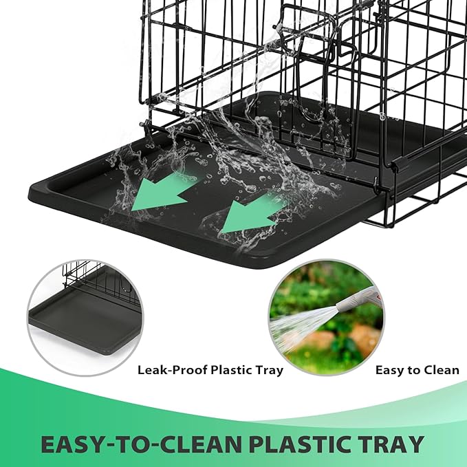 BestPet | Dog Crate | 18" | Black | Foldable Metal Kennel with Double Doors, Secure Slide-Bolt Latches, Leakproof Tray | Portable Dog Cage for Small Breeds | for Travel, Indoor & Outdoor Use-PawvioPets