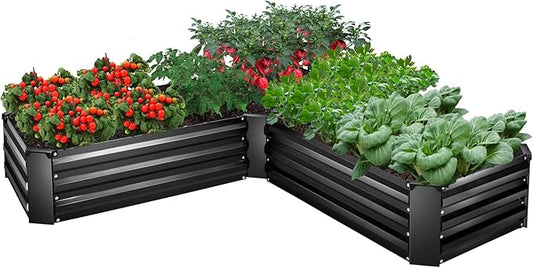 EDOSTORY Raised Bed Garden Bed Kit, 5x5x1ft Galvanized Planter Tall Raised Garden Boxes Outdoor, Large Metal Raised Garden Beds for Vegetables, Flowers, Herbs-PawvioPets