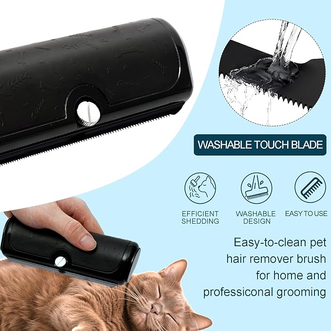 Deshedding Dog Brush, Pet Hair Remover for Dogs, Cats, and Horses, Grooming Tool for Short and Long Hair, Black-PawvioPets