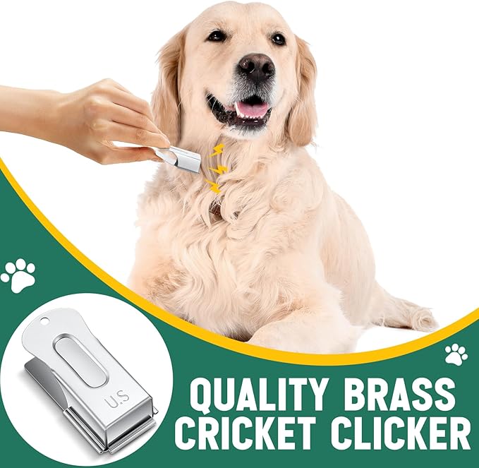 2 Pieces Brass Pet Training Clicker Signaling Cricket Clicker Metal Dog Clicker for Puppy Cats Trainer Pet Owners (Silver)-PawvioPets