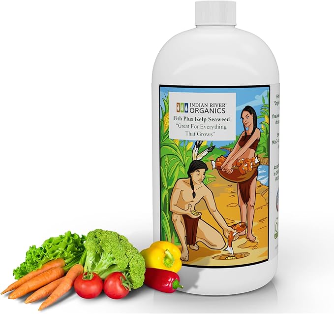 Fish & Kelp Blend Fertilizer - OMRI Listed Organic Fertilizer (36 oz) 1 Quart- Liquid Organic Fish and Kelp for Turf, Flowers, Shrubs, Plants, Fruits & Vegetables-PawvioPets