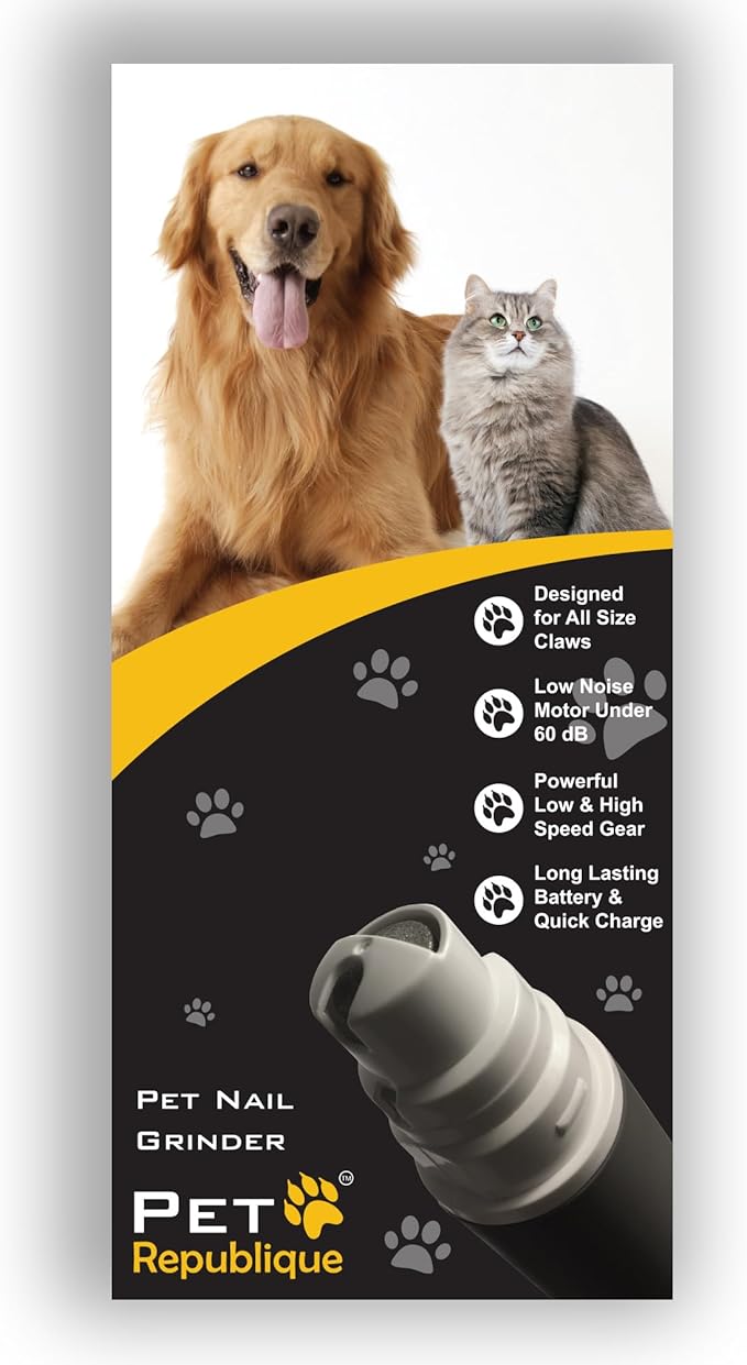 Dog Nail Grinder by Pet Republique - 2 Speed Electric Rechargeable Nail Grinder - Gentle, Quiet, Low, Painless Nail Trimmer - Multi-Setting Grinder for Any Small or Medium Dog, Cat, and Pet Claw-PawvioPets