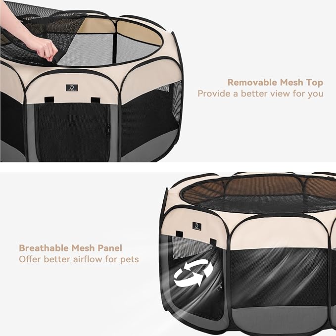 A4Pet Portable Kitten Playpen for Cats, 27" Foldable Pet Playpen for Puppy/Cat/Rabbit/Chick, with Removable Zipper Top & Mesh Panel(11”W × 7.5”H)-PawvioPets