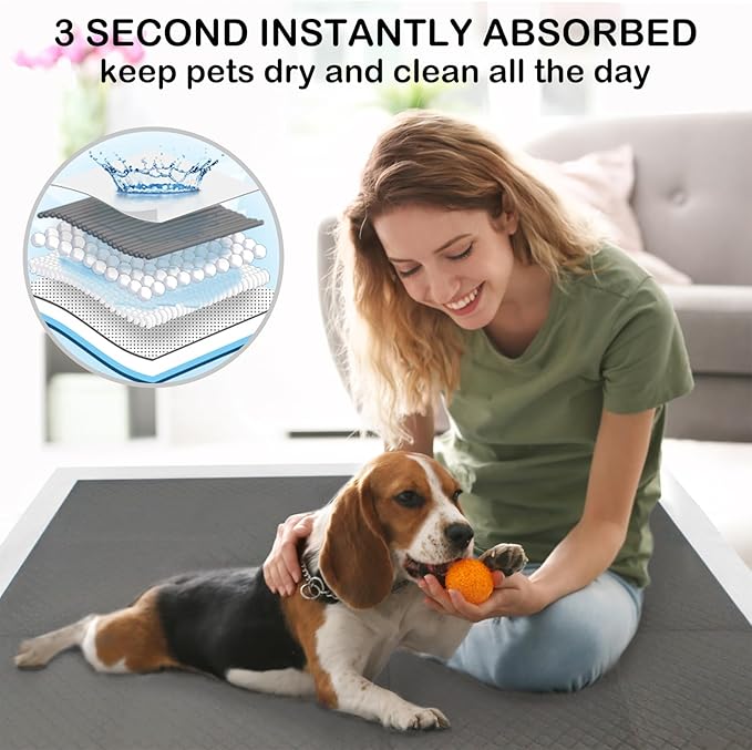 ELEGX Extra Large 54"x37" 35 Pcs Odor-Control Super Absorbency Charcoal Pee Pads for Dogs,Leak-Proof Pet Training Pee Pads,Thicken Disposable Potty Pads Puppy Training Pads for Cats Rabbits-PawvioPets