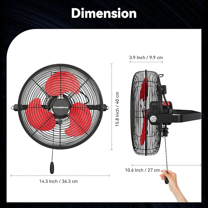 12 IN High Velocity Wall Mount Fan, 3 Speed Industrial Wall Fan with Sealed Motor, 2500 CFM Adjustable Air Circulator for Garage, Commercial, Greenhouse, Warehouse & Gazebo Use, UL Listed-PawvioPets