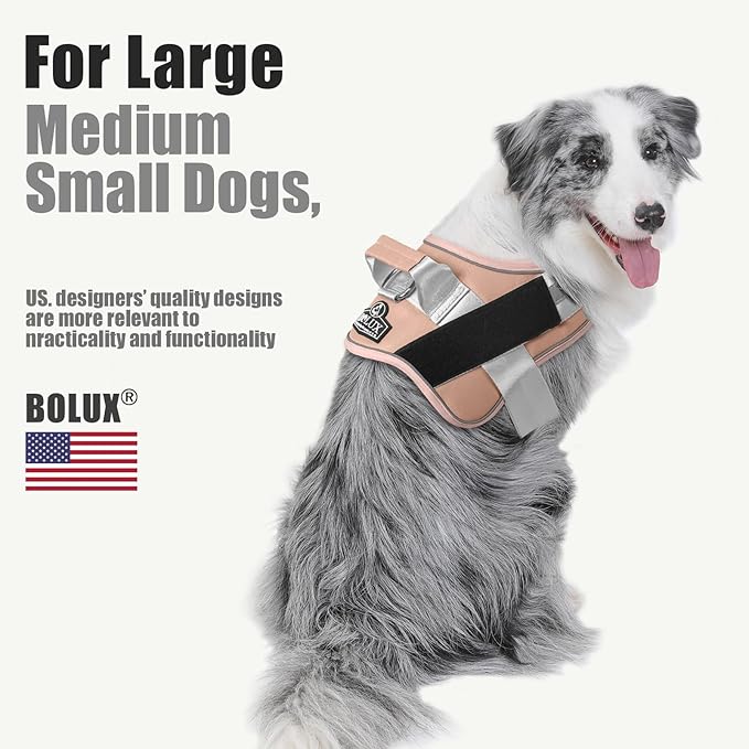 Bolux Dog Harness, No-Pull Reflective Dog Vest, Breathable Adjustable Pet Harness with Handle for Outdoor Walking - No More Pulling, Tugging or Choking-PawvioPets