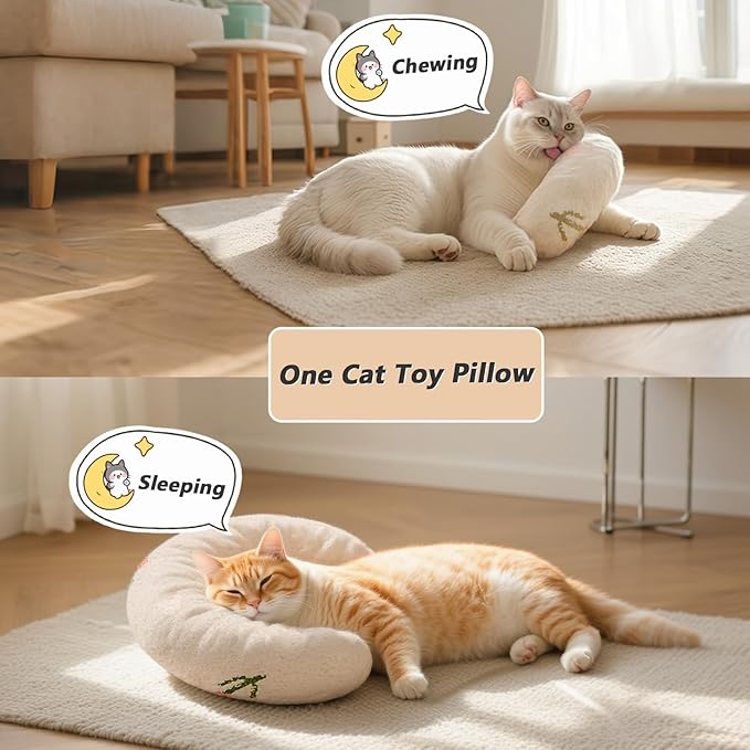 Cat Couch with Soft Pillow, Supportive Dog Couch, Cat Sofa with Removable Cover，Cute Moon Shaped, 24 Inch-PawvioPets