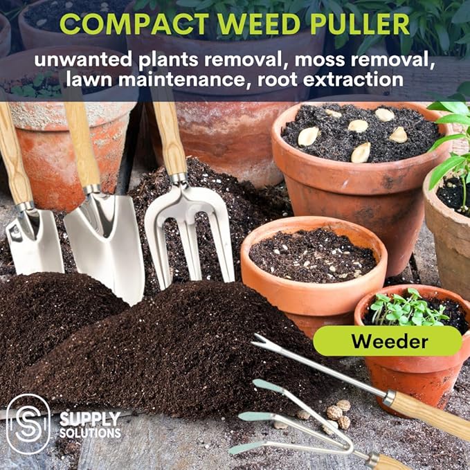 Gardening Tools - Perfect Garden Tools for Women or Men - Small Heavy Duty Gardening Hand Tools with Trowel, Transplanter, Fork, Rake, and Cultivator - Ergonomic Design Gardening Kit-PawvioPets