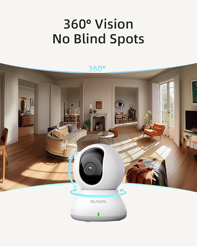 blurams Indoor Security Camera, 5GHz/2.4GHz Dual-Band, 2K PZT Pet Camera with Phone App, 360° Cameras for Home Security, 2-Way Audio, Motion Tracking, Night Vision, Siren, Cloud&SD-PawvioPets