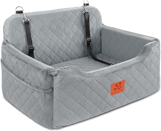 Dog Car Seat for Medium/Large Dogs, Dog Booster Seat for Pet Under 50lbs or 2 Small, Detachable and Washable Pet Car Seat,Multi-Functional Pet Travel Bed for Backseat(Grey)-PawvioPets