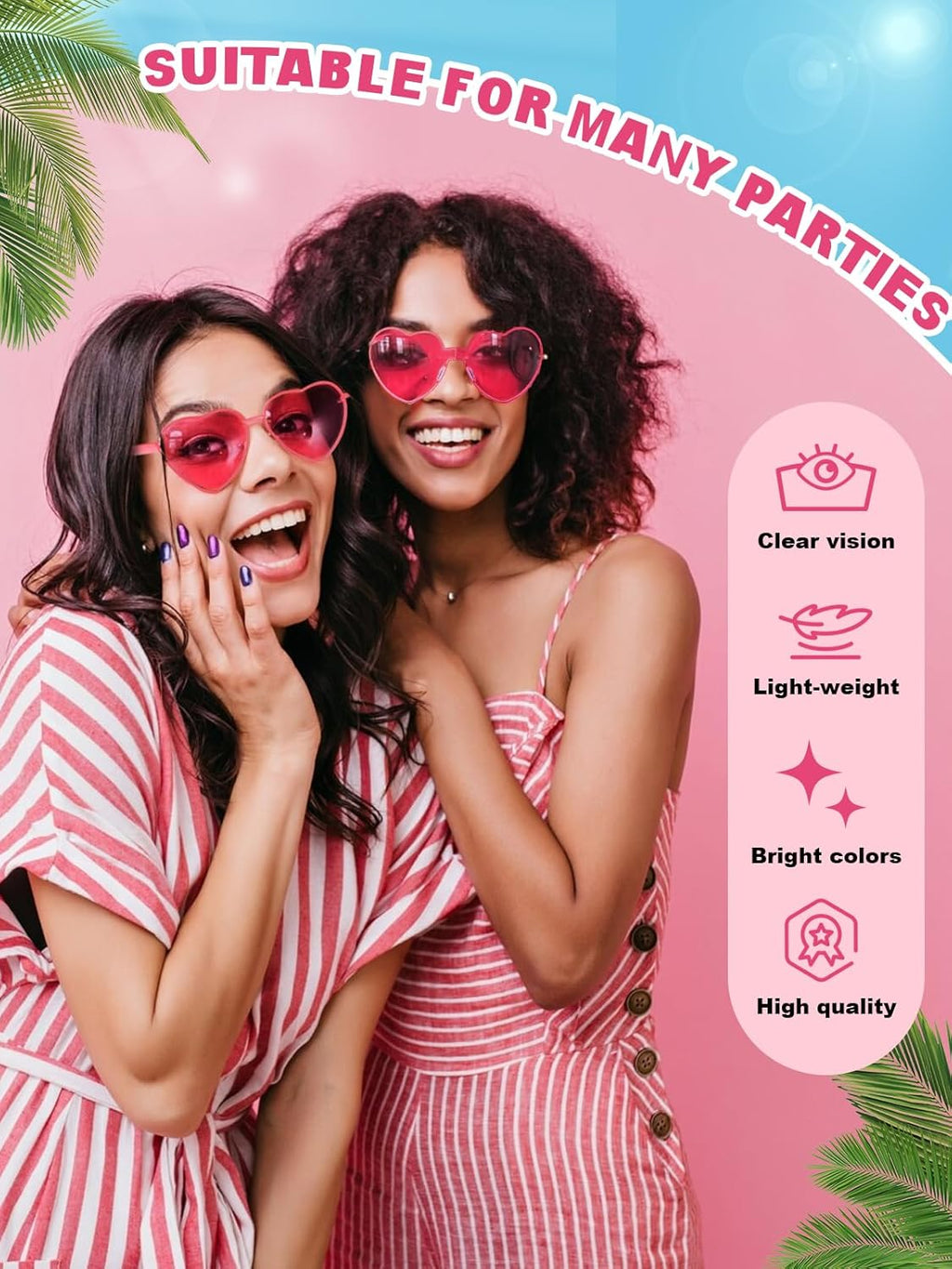 12 Pairs Heart Shaped Sunglasses for Women Colorful Glasses Fun Trendy Transparent Heart Sunglasses Party Favor (1 Pair-Rose)