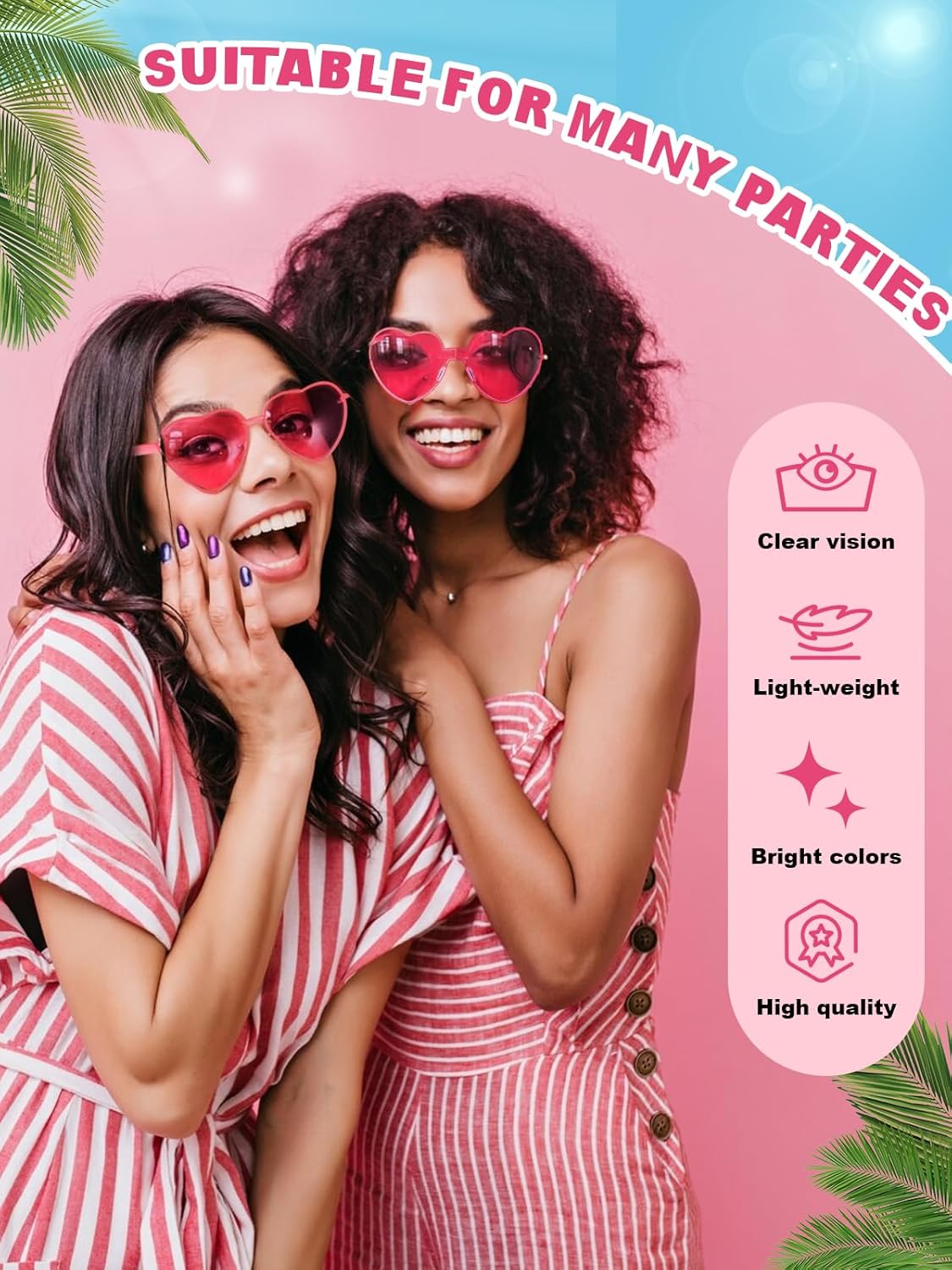 12 Pairs Heart Shaped Sunglasses for Women Colorful Glasses Fun Trendy Transparent Heart Sunglasses Party Favor (1 Pair-Rose)