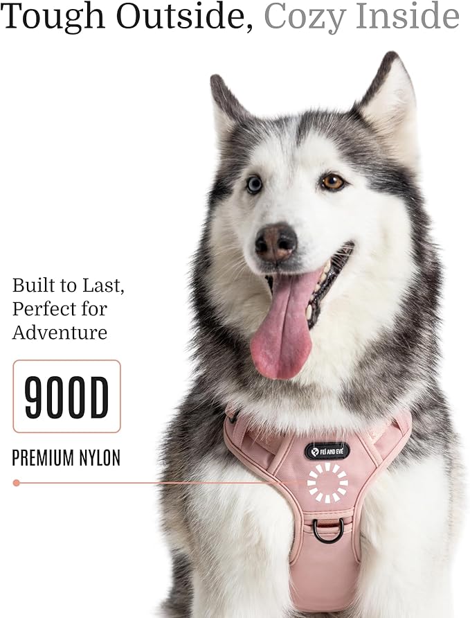 2025 New Edition, Fei & Eve MagEase Dog Harness - 3-Second Magnetic Buckles | 3-Point No-Pull Control | Heavy-Duty 900D Nylon | Dual Safety Handles | Breathable Mesh | Adjustable Fit | Small, Pink-PawvioPets