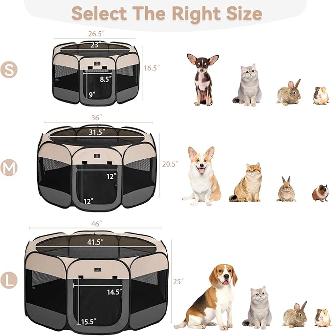 A4Pet Portable Kitten Playpen for Cats, 27" Foldable Pet Playpen for Puppy/Cat/Rabbit/Chick, with Removable Zipper Top & Mesh Panel(11”W × 7.5”H)-PawvioPets