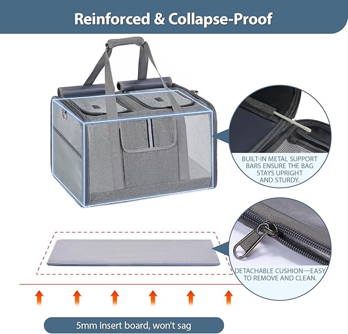 Cat Carrier for 2 Cats – Large Soft-Sided Pet Travel Carrier, Dual Compartments, Privacy Protection, Dog Carrier for Small/Medium Dogs, Home & Outdoor Use-PawvioPets