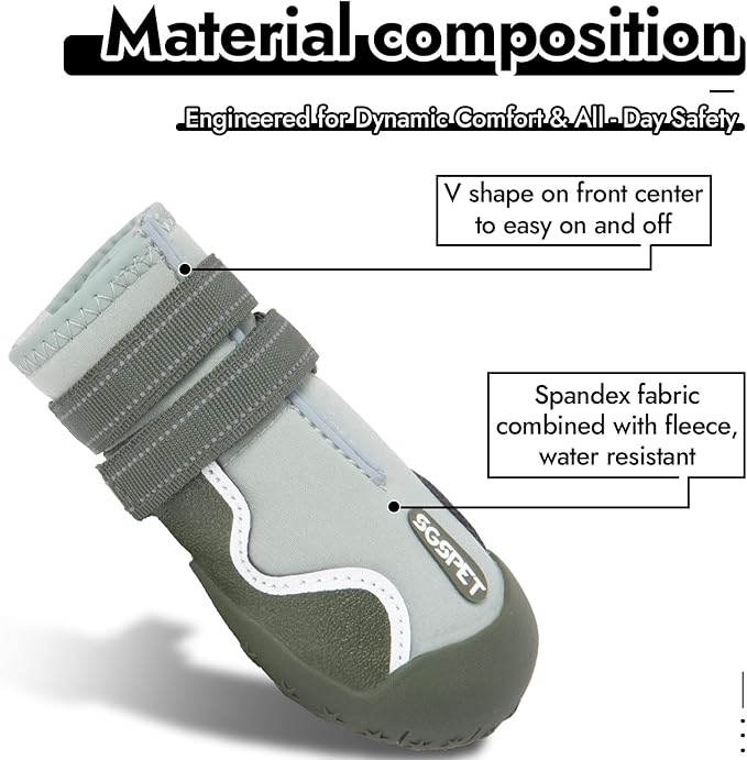 Dog Shoes Winter Snow Boots for Large Size Medium Dogs Reflective Anti-Slip Paw Protectors for Rain Booties Hot Pavement Hardwood Floors Running Water-Resistant Dog Shoes (Green, 4# (S))-PawvioPets