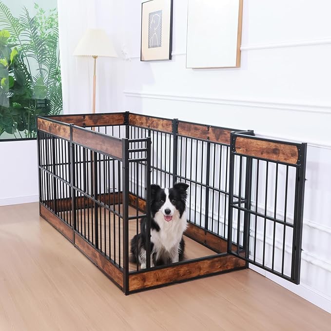 Dog Playpen, 35.4" Height Dog Pen Indoor, Heavy Duty, Safe and Sturdy, Furniture Style Puppy Pen-PawvioPets
