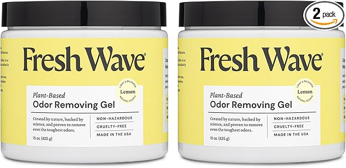 Fresh Wave Lemon Odor Removing Gel, 15 oz., Pack of 2 - Safer Odor Absorbers for Home, Natural Plant-Based Odor Eliminator, Every 15 oz. lasts 30-60 Days, For Cooking, Trash & Pets-PawvioPets