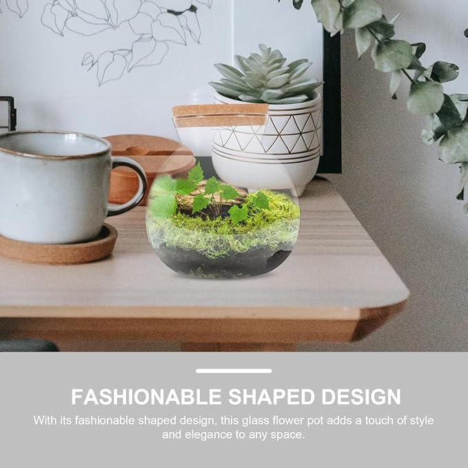 Fish Bowl with LED Light - Small Betta Fish Tank with LED Lighting and Lid Glass Fish Bowl Small Aquarium for DIY Landscape-PawvioPets