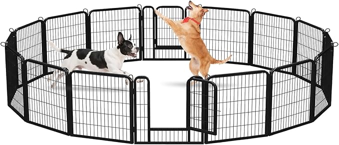 24 Inch Dog Playpen - 16 Panels Metal Pet Exercise Pen for Puppy, Indoor/Outdoor Dog Fence for Yard, Garden, Camping & RV Travel-PawvioPets