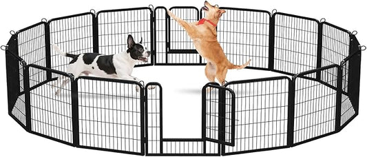 24 Inch Dog Playpen - 16 Panels Metal Pet Exercise Pen for Puppy, Indoor/Outdoor Dog Fence for Yard, Garden, Camping & RV Travel-PawvioPets