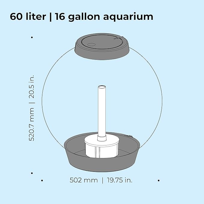 biOrb Classic 60 Acrylic 16-Gallon Aquarium with Multi-Color Remote-Controlled LED Lights Modern Tank for Tabletop Display, Silver-PawvioPets