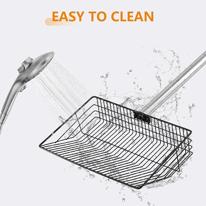 10inch Large Chicken Poop Scooper,36 to 67" Adjustable Long Chicken Coop Litter Metal Scoop with Stainless Steel Handle,5-in-1 Detachable Poop Shovel for Sand,Pet,Chicken,Cat Cleaning Tools.-PawvioPets