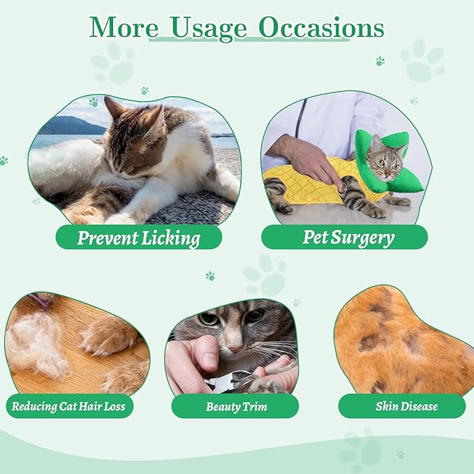 EMUST Cat Recovery Suit Female, Soft Cat Surgical Suit for Abdominal Wounds, Cute Kitten Shirt Clothes for Cats Anti Licking Full Bodysuit for Kittens 4-8lb, Yellow, M-PawvioPets