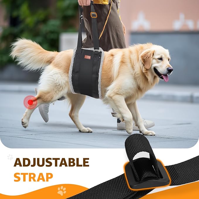 Adjustable Dog Lift Harness, Dog Sling for Large Dogs Hind Leg Support, Soft Lift Support Helps Senior, Injured, Disabled and After ACL Surgery Dogs-Black & Grey (X-Large)-PawvioPets