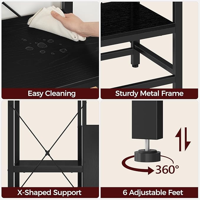 40-50 Gallon Fish Tank Stand, Aquarium Stand with Power Outlet and Storage Cabinet, Heavy Duty Tank Stand Suitable for Turtle Tank, Reptile Terrarium, for Home Office, Black FTBK50E01-PawvioPets