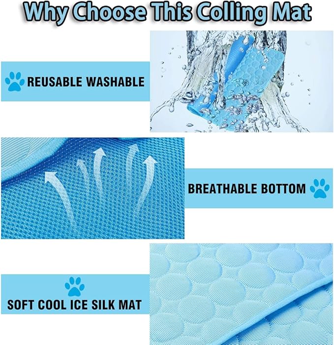 Dog Cooling Mat, 2025 Upgraded Cooling Blanket for Dogs, Washable Cool Mat for Dogs for Summer, Portable Pet Coolings Pad for Dogs & Cats Sleeping (28"x22" L Size)-PawvioPets