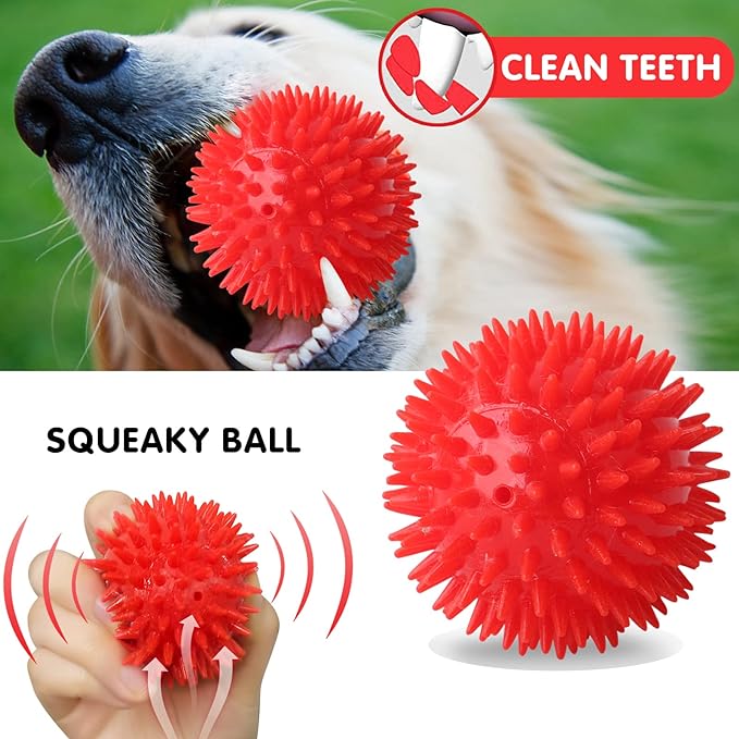DKING 3Pack Squeaky Dog Balls,2 in1 Funny Puppy Ball Toys,Birthday Dog Toy for Small Medium Dogs (Monster Ball)-PawvioPets