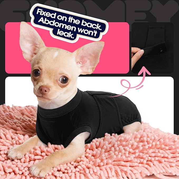 FUAMEY Dog Recovery Suit Male,Dogs Surgery Neuter Suits Puppy Spay Shirts for Female Protect Dog's Skin Anti Licking Abdominal Wounds Doggie Onesie Pet Bodysuit Alternative to Cone Black XL-PawvioPets