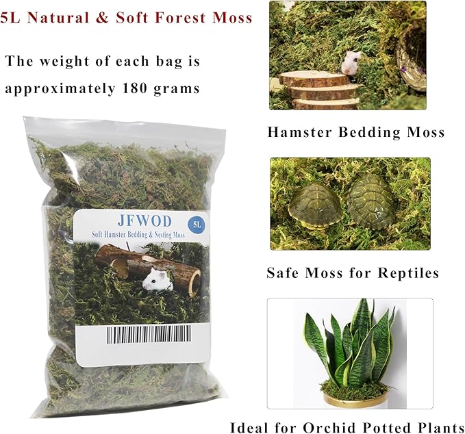 5L Forest Moss for Hamster Syrian Gerbils Bedding, Natural Moss Perfect for Potted Plants, Terrariums, Reptile Tanks and Live Creature Projects-PawvioPets