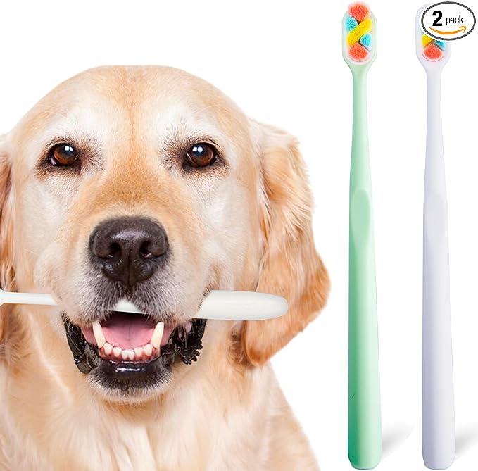 Dog Toothbrush Kit 2 Pack, Ultra Soft Pet Tooth Brush for Medium to Large Dogs, Animal Teeth Brushing Kit for Easy Dental Cleaning-PawvioPets