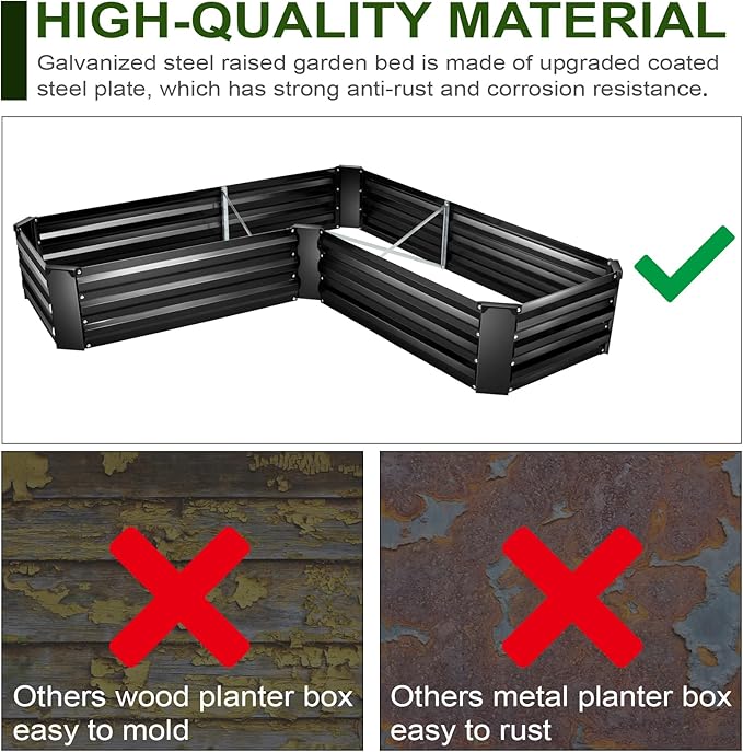 EDOSTORY Raised Bed Garden Bed Kit, 5x5x1ft Galvanized Planter Tall Raised Garden Boxes Outdoor, Large Metal Raised Garden Beds for Vegetables, Flowers, Herbs-PawvioPets