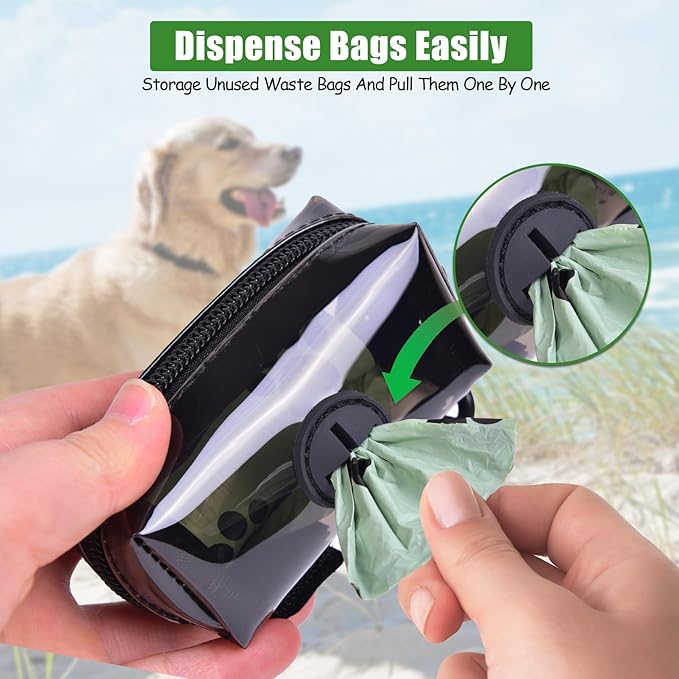 Dog Waste Bag Dispenser Poop Bag Dispenser for Leash Accessory dog Poop Bag Holders Fits Dog Leash Include Hand Free Holder, Clear, No-PUXB-PawvioPets