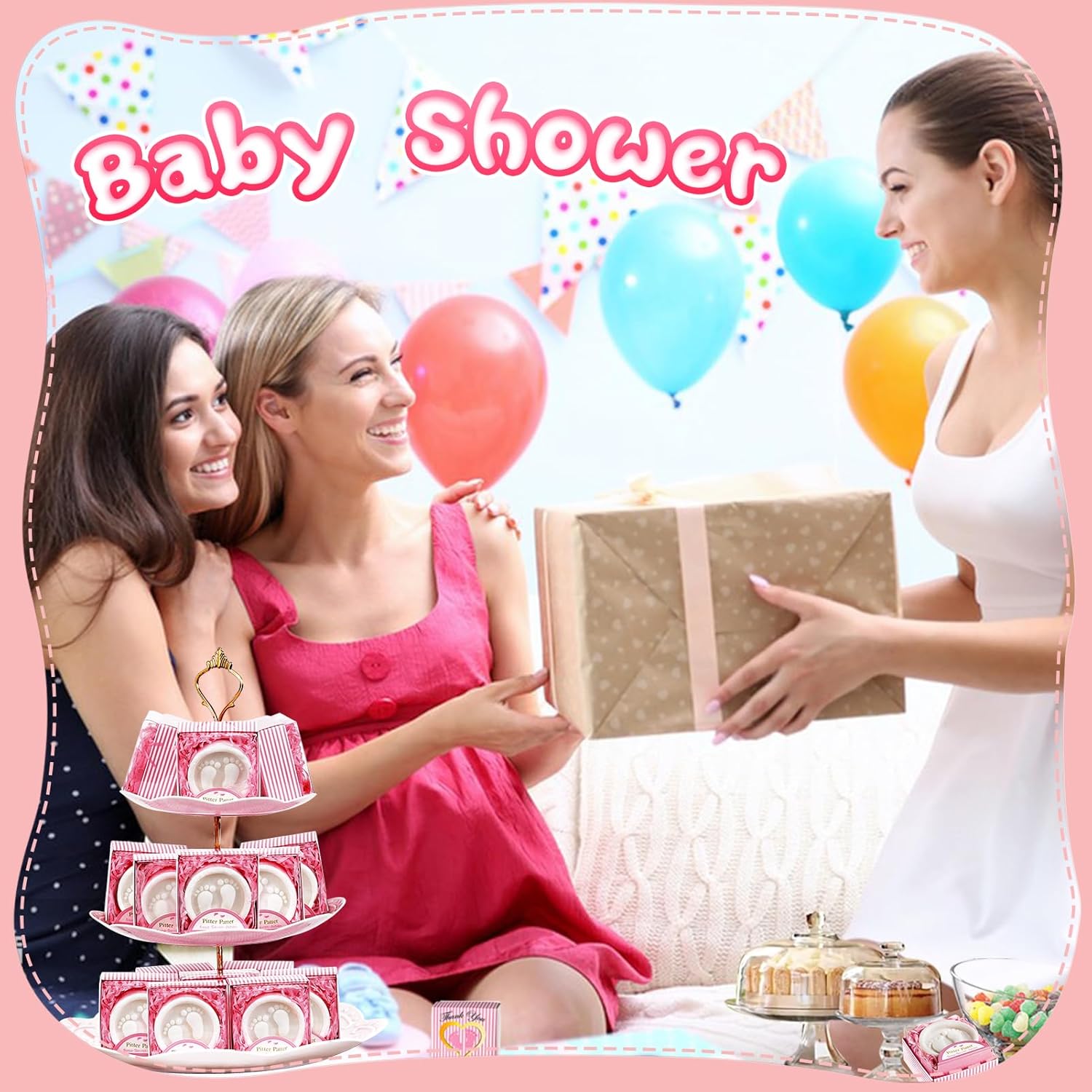 AIXIANG Baby Shower Favors Soaps Handmade Pink Gift Boxed Little Baby-feet Scented Soap Favors for Baby Girl Baby Shower Favors and Decorations (12 Pack, Baby Girls Baby Shower Favors)