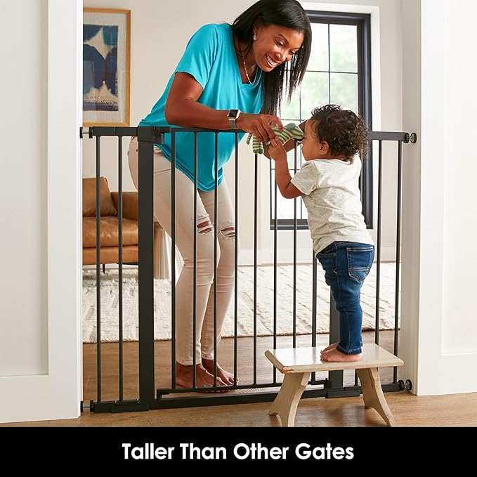 Cumbor 36" Extra Tall Baby Gate for Dogs and Kids with Wide 2-Way Door, 29.7"- 46" Width, and Auto Close Personal Safety for Babies and Pets, Fits Doorways, Stairs, and Entryways, Black-PawvioPets