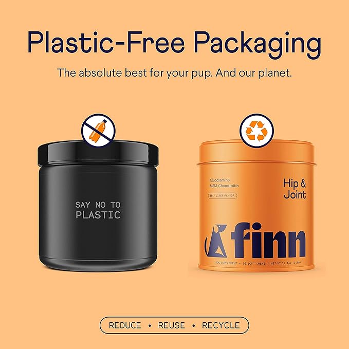 Finn Hip and Joint Supplement for Dogs | Glucosamine, Chondroitin & MSM for Joint and Mobility Support | with Turmeric, BioPerine and B-Vitamins | 90 Soft Chews-PawvioPets