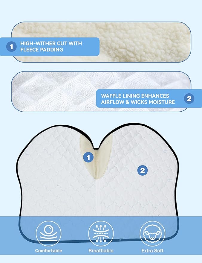 Close Contact Non-Slip Design Horse Riding Pad Moisture-Wicking Shock Absorbing English Saddle Pad for Horses-PawvioPets